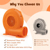 550W air blower in orange with 25ft GFCI wire, designed for inflatables, featuring a wide air vent for strong airflow.