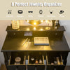 Vanity table set with 5 drawers and oval mirror, featuring 12 LED bulbs for perfect lighting and storage for cosmetics.