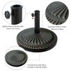 Heavy-duty 31.5 lbs bronze umbrella base with petaloid hand-turn knob for stability in outdoor settings.