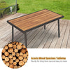 Costway Cushioned Wicker Conversation Set with Acacia Wood Tabletop 4 Pieces New