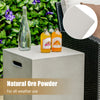 Gray propane tank cover hideaway table with handles, durable design for outdoor use, perfect for garden or patio.