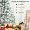 4.5 feet pre-lit snow flocked Christmas tree with 150 warm white lights and durable, flame-retardant PVC leaves.