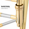 Close-up of the B Flat Trombone's gold lacquer finish and durable brass construction, showcasing strong oxidation.