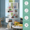 Ladder corner bookshelf in white with five cubes, made of P2 particleboard, ideal for storage and display in small.