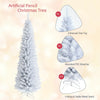7-foot unlit artificial slim Christmas pencil tree with abundant PVC branches and a stable folding metal stand for.