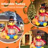 6-foot inflatable turkey with pumpkin, featuring bright LED lights, perfect for Thanksgiving lawn decor and festive.