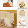 Quilted headboard of the queen size upholstered bed frame in wear-resistant faux linen with high-density sponge for.