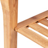 Close-up of the bamboo construction of the Bathroom Bamboo Shower Chair Bench, showcasing the storage shelf detail.