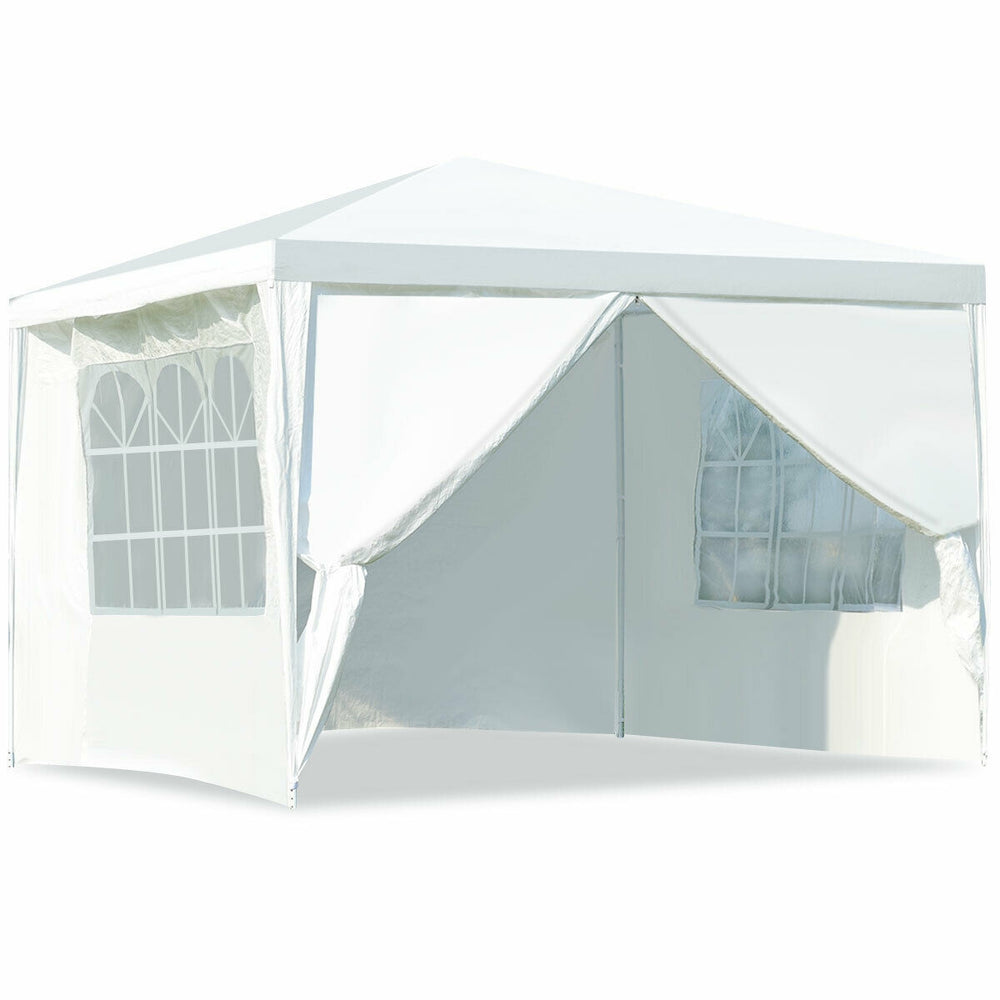 10x10 feet outdoor canopy tent with 4 removable sidewalls, featuring durable waterproof fabric and windowed panels for.