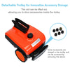Detachable trolley of the heavy-duty steam cleaner with 18 accessories for easy storage and access.