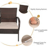 Costway Cushioned Wicker Conversation Set with Acacia Wood Tabletop 4 Pieces New