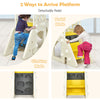 Kids' 6-in-1 large slide playset in yellow with climbing panel and ladder, perfect for indoor and outdoor fun.