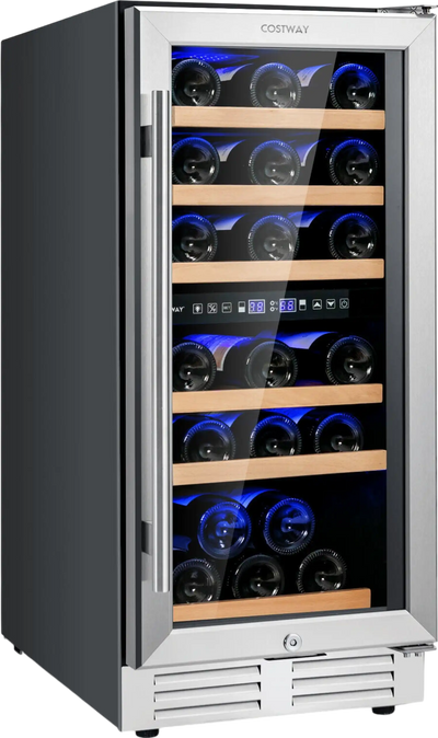 Costway Wine Cooler with Temperature Memory Dual Zone 30-Bottle Capacity New