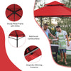 Red outdoor barbecue grill gazebo with double roof, sturdy metal frame, and 360-degree ventilation for smoke control.