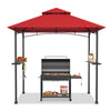 Outdoor barbecue grill gazebo with double roof, 360-degree ventilation, and two metal shelves for convenience.
