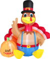 6 Feet Thanksgiving Inflatable Turkey with Pumpkin Fall Harvest Decor with Lights