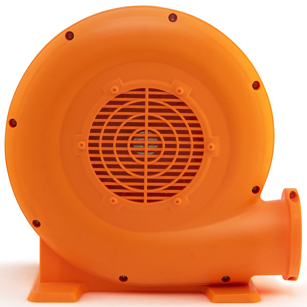 Orange 550W air blower with wide air vent, GFCI plug, and 25ft wire, ideal for inflatables and outdoor use.