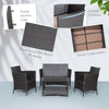 4-piece patio conversation set featuring hand-woven mix brown PE rattan, soft cushions, and a tempered glass tabletop.