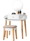 Wooden Makeup Dressing Mirror Table Set with Drawer