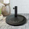 Heavy-duty 31.5 lbs bronze umbrella base with petaloid knob, ideal for outdoor patios and gardens.