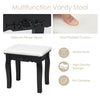 Cushioned vanity stool with delicate flower decor, made of MDF and solid wood, perfect for dressing tables or as extra.