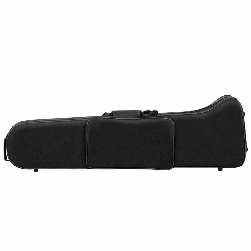 Black trombone case with front pocket, designed for B Flat trombones, ideal for musicians and music students.