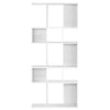 White ladder shelf with five open cubes, designed for stylish storage and display in compact spaces, perfect for modern.