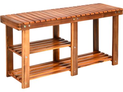 Costway 3-Tier Wooden Shoe Organizer Bench with Seat 72840369 New