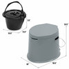 Compact 5L portable travel toilet in gray with removable inner bucket and paper holder, ideal for camping and outdoor.
