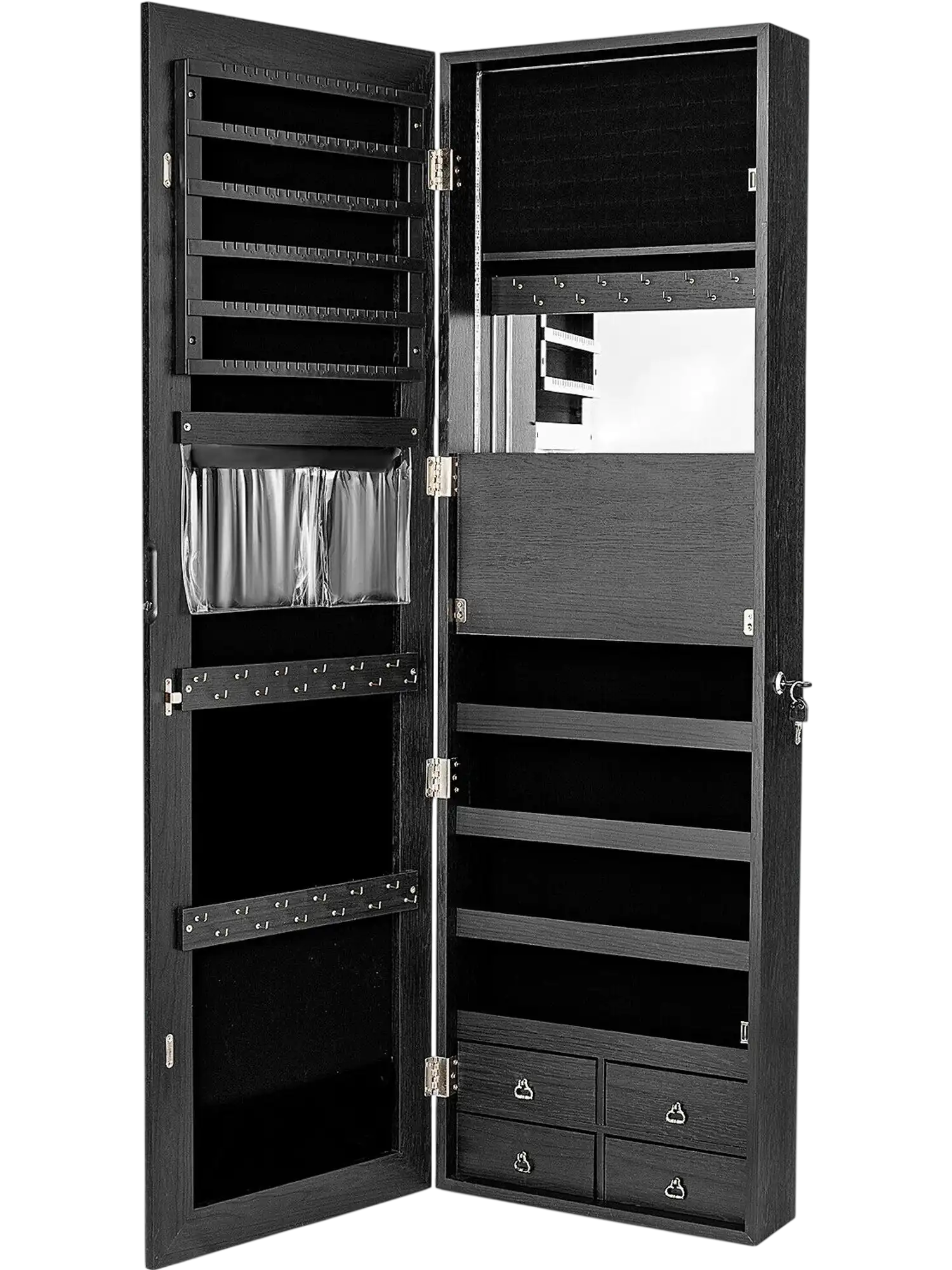 Costway Multipurpose Jewelry Armoire Storage Cabinet w/ 4 Drawers 94530168 New