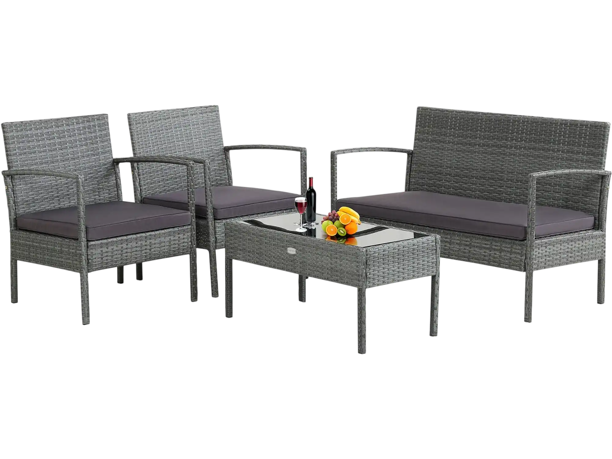 Costway 4-Piece Outdoor Rattan Patio Conversation Set w/ Cushions 80431629 New