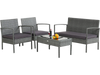4 Pieces Outdoor Rattan Conversation Set with Comfortable Cushion