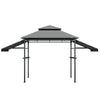 Patio BBQ grill gazebo canopy in gray, featuring dual side awnings and a sturdy powder-coated steel frame for outdoor.