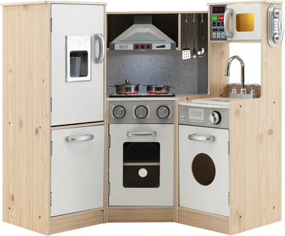 Costway Kids Corner Wooden Kitchen Playset w/ Cookware Accessories 25481376 New