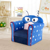 Kids sofa with armrest in blue, featuring a cute design, thick cushion, and solid wood construction for stability.