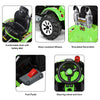 Green 12V battery-powered kids ride-on dumper truck with comfortable seat, safety belt, and realistic working bucket.