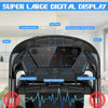 Super large LED touch display of the 2.25HP folding treadmill showing speed, distance, and heart rate for effective.