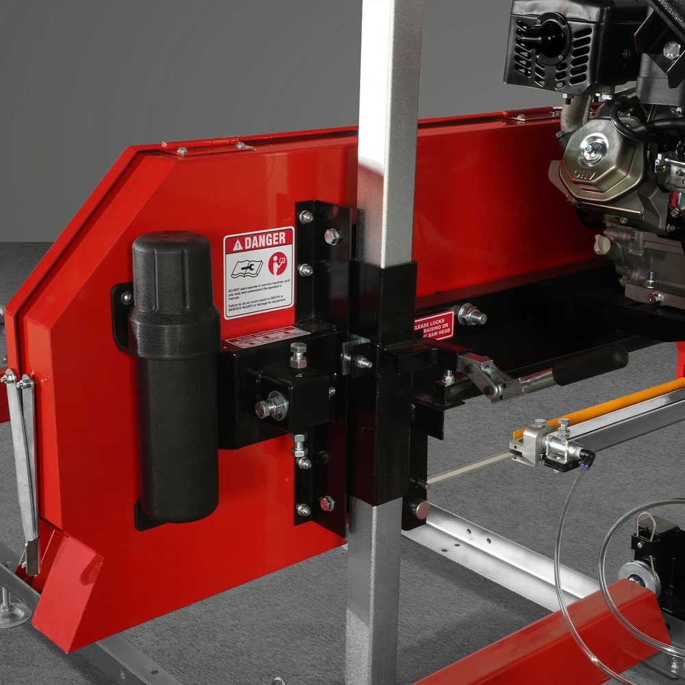 32" Portable Sawmill,  459cc 15HP E-Start Gasoline Engine,  26.5" Board Width,  13' Track Length ,  SM-32