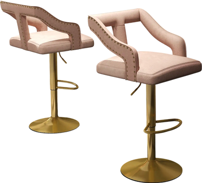 Costway Set of 2 Pink Bar Stools with Footrest Electroplated Metal Base 39821574 New