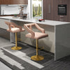 Set of 2 Bar Chairs with Footrest and 2-Layer Electroplated Metal Base-Pink - Gallery View 1 of 8