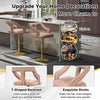 Set of 2 pink bar chairs with T-shaped backrest, adjustable height, and 2-layer electroplated metal base for kitchen.