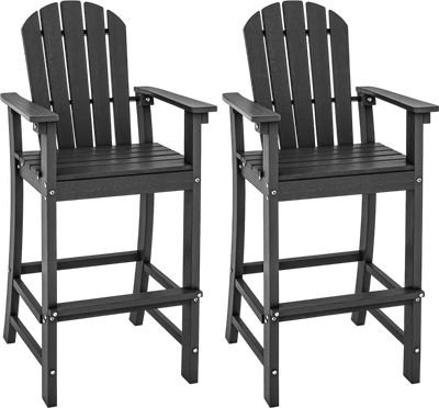 Costway Set of 2 Outdoor Counter Height HDPE Bar Stools with Armrests Footrest 145392876 New