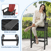 Counter height HDPE bar stool in black with armrests and footrest, featuring ergonomic design for outdoor comfort.