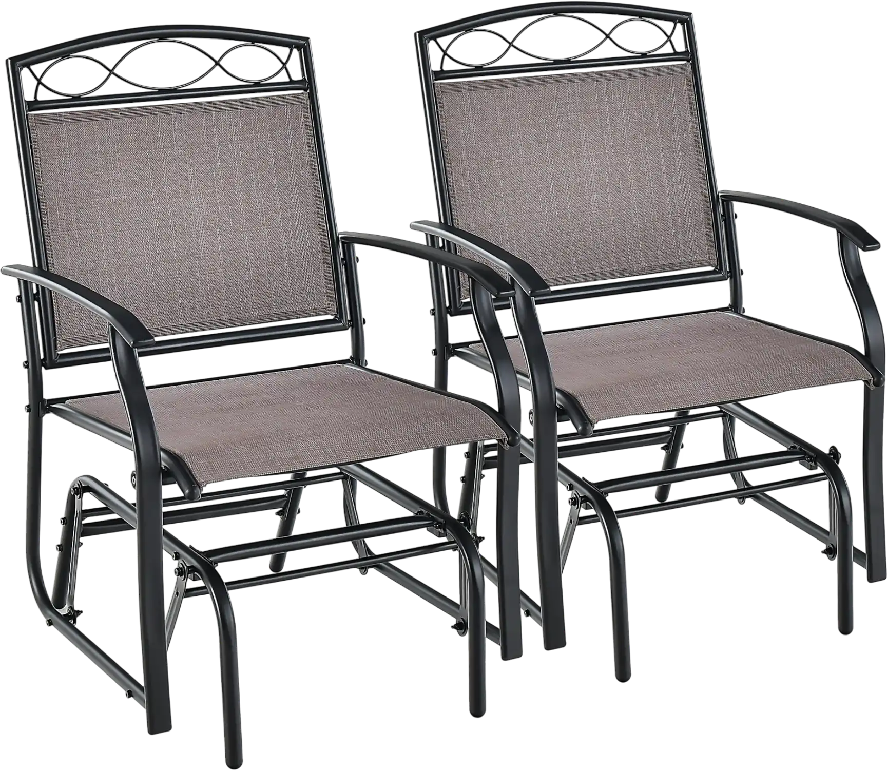 Costway Set of 2 Outdoor Metal Glider Armchairs Weather-Resistant Fabric 68937514 New