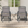 Set of 2 outdoor metal glider armchairs with weather-resistant fabric, featuring ergonomic design for backyard.