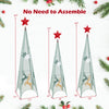 Set of 3 tower-shaped Christmas trees in green metal, featuring removable star toppers and festive patterns for holiday.