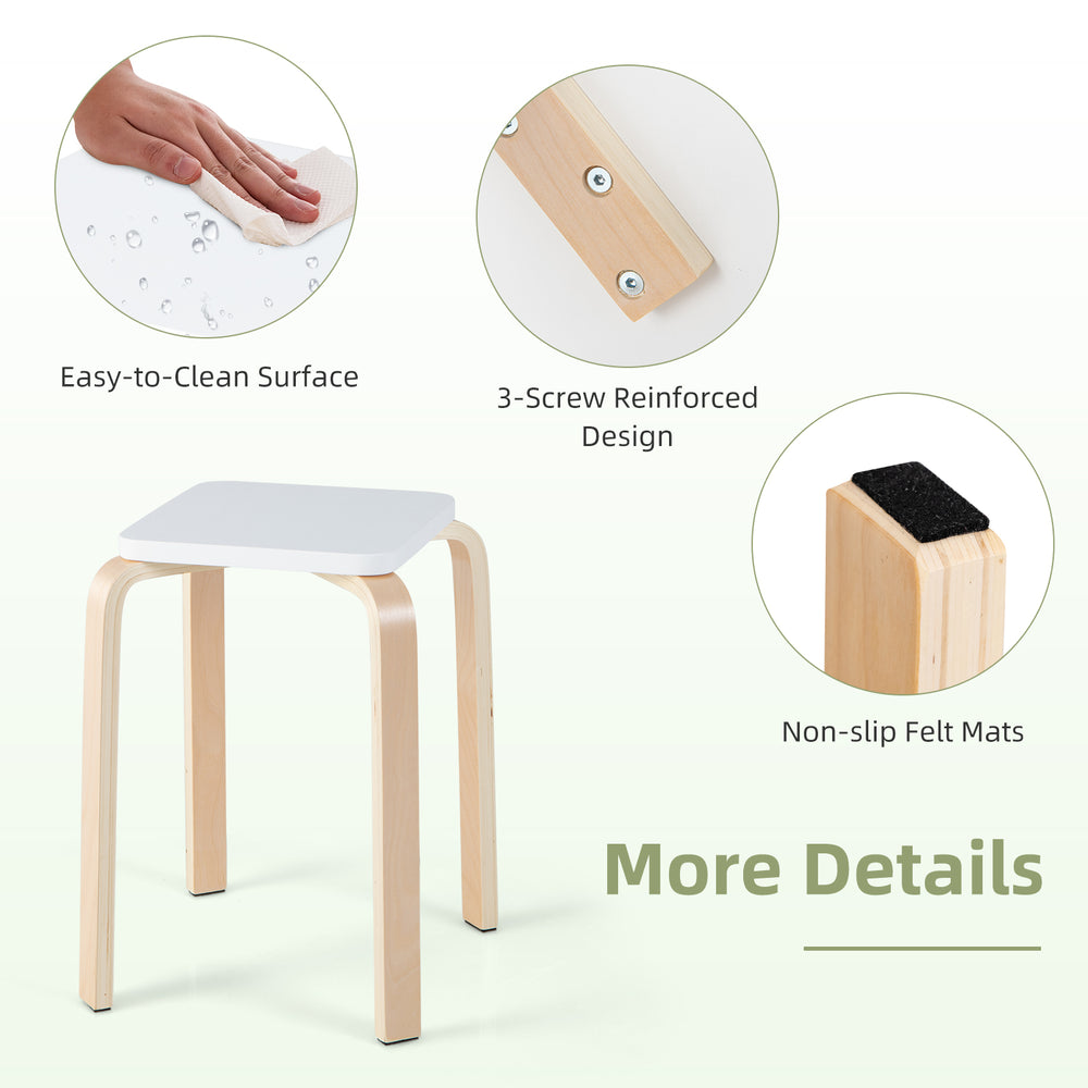 Colorful square stool with poplar and birch wood, featuring a 3-screw reinforced design and non-slip felt mats for.