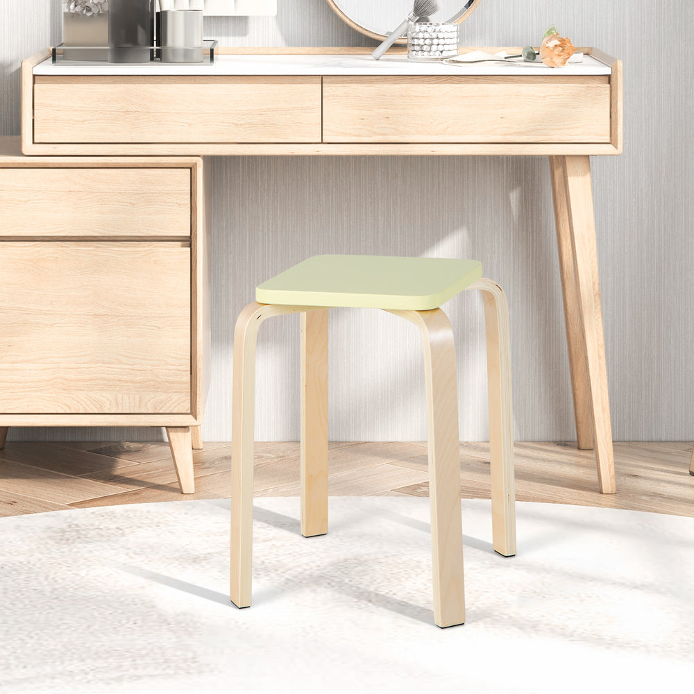 Colorful square stool with a smooth painted surface, made of poplar and birch wood, perfect for easy cleaning and.