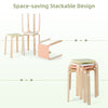 Colorful square stools made of poplar and birch wood, featuring a stackable design and anti-slip foot pads for.