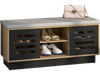 Shoe bench with 6 storage compartments, 3 adjustable shelves, and a cushioned seat for versatile shoe organization.